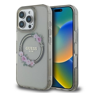 Guess IML Flowers Wreath MagSafe Case for Apple iPhone 16 Pro Max