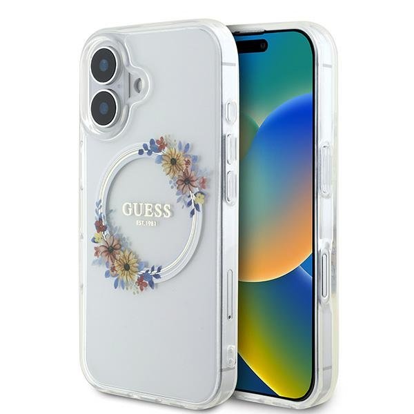 Guess IML Flowers Wreath MagSafe Case Защитный Чехол для Apple iPhone 16 Plus