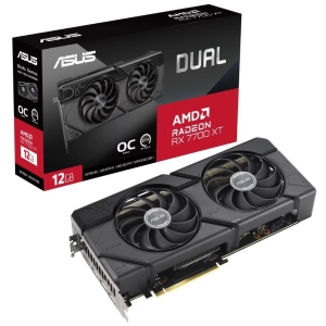 Graphics Card | ASUS | AMD Radeon RX 7700 XT | 12 GB | GDDR6 | 192 bit | PCIE 4.0 16x | Dual Slot Fansink | 1xHDMI | 3xDisplayPort | DUAL-RX7700XT-O12G