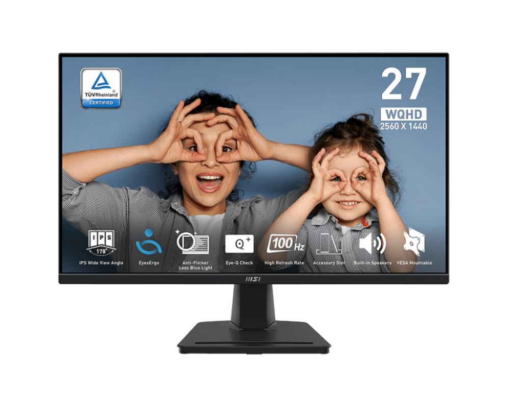 LCD Monitor | MSI | PRO MP275Q | 27" | Panel IPS | 2560x1440 | 16:9 | 100Hz | Matte | 1 ms | Speakers | Tilt | Colour Black | PROMP275Q