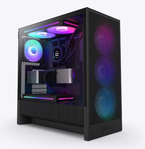 Case | NZXT | H5 FLOW RGB 2024 | MidiTower | Case product features Transparent panel | Not included | ATX | EATX | MicroATX | MiniITX | Colour Black | CC-H52FB-R1