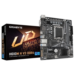 Mainboard | GIGABYTE | Intel H610 | LGA1700 | Micro-ATX | Memory DDR4 | Memory slots 2 | 1xPCI-Express 3.0 1x | 1xPCI-Express 4.0 16x | 1xM.2 | 1x15pin D-sub | 1xHDMI | 4xUSB 2.0 | 2xUSB 3.2 | 1xPS/2 | 1xRJ45 | 3xAudio port | H610MHV3DDR4