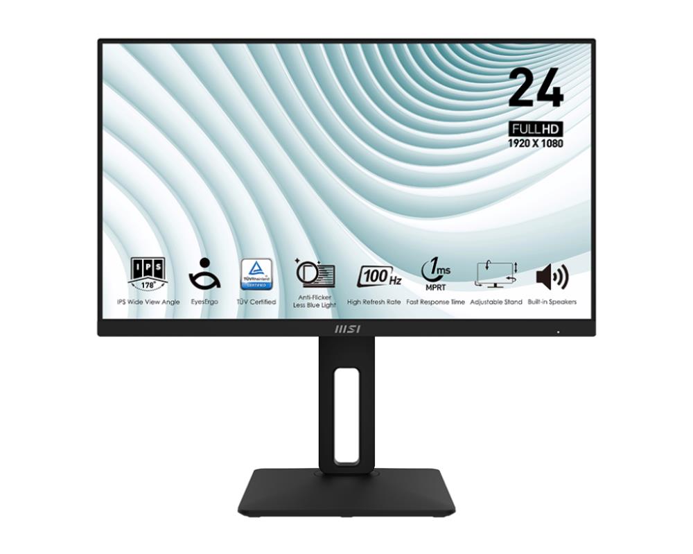 LCD Monitor | MSI | PRO MP242AP | 23.8" | Business | Panel IPS | 1920x1080 | 16:9 | 100Hz | 1 ms | Swivel | Pivot | Height adjustable | Tilt | Colour Black | PROMP242AP