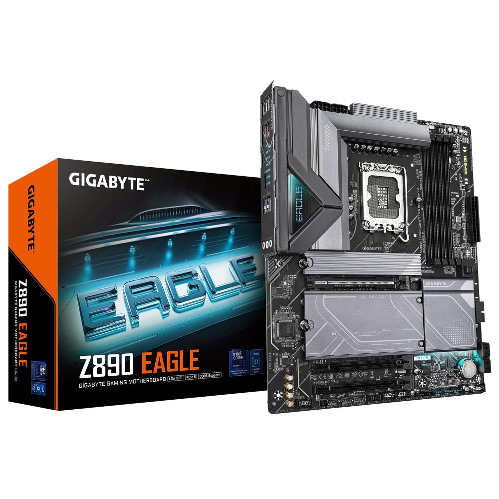 Mainboard | GIGABYTE | Intel Z890 | LGA1851 | ATX | Memory DDR5 | Memory slots 4 | 2xPCI-Express 4.0 4x	 | 1xPCI-Express 5.0 16x | 4xM.2 | 1xDisplayPort | 4xUSB 2.0 | 5xUSB 3.2 | 1xUSB-C | 1xRJ45 | 3xAudio port | Z890EAGLE