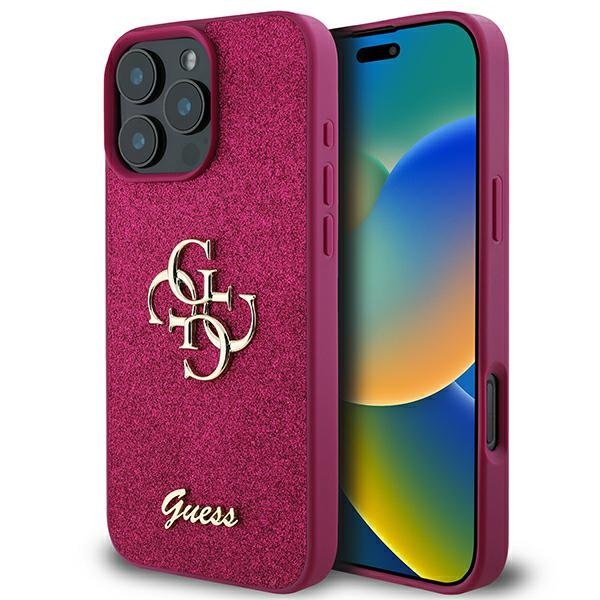 Guess Glitter Script Big 4G Back Case Защитный Чехол для Apple iPhone 16 Pro