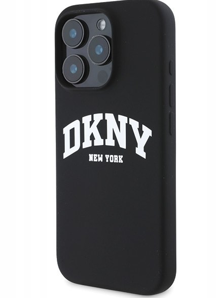 DKNY Silicone White Printed Logo MagSafe Back Case for iPhone 16 Pro Max