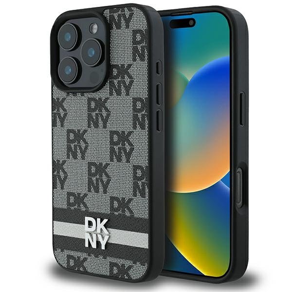 DKNY Checkered Pattern & Printed Stripes Back Case for Apple iPhone 16 Pro Max