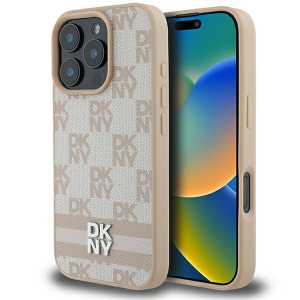 DKNY Checkered Pattern & Printed Stripes Back Case for Apple iPhone 16 Pro Max