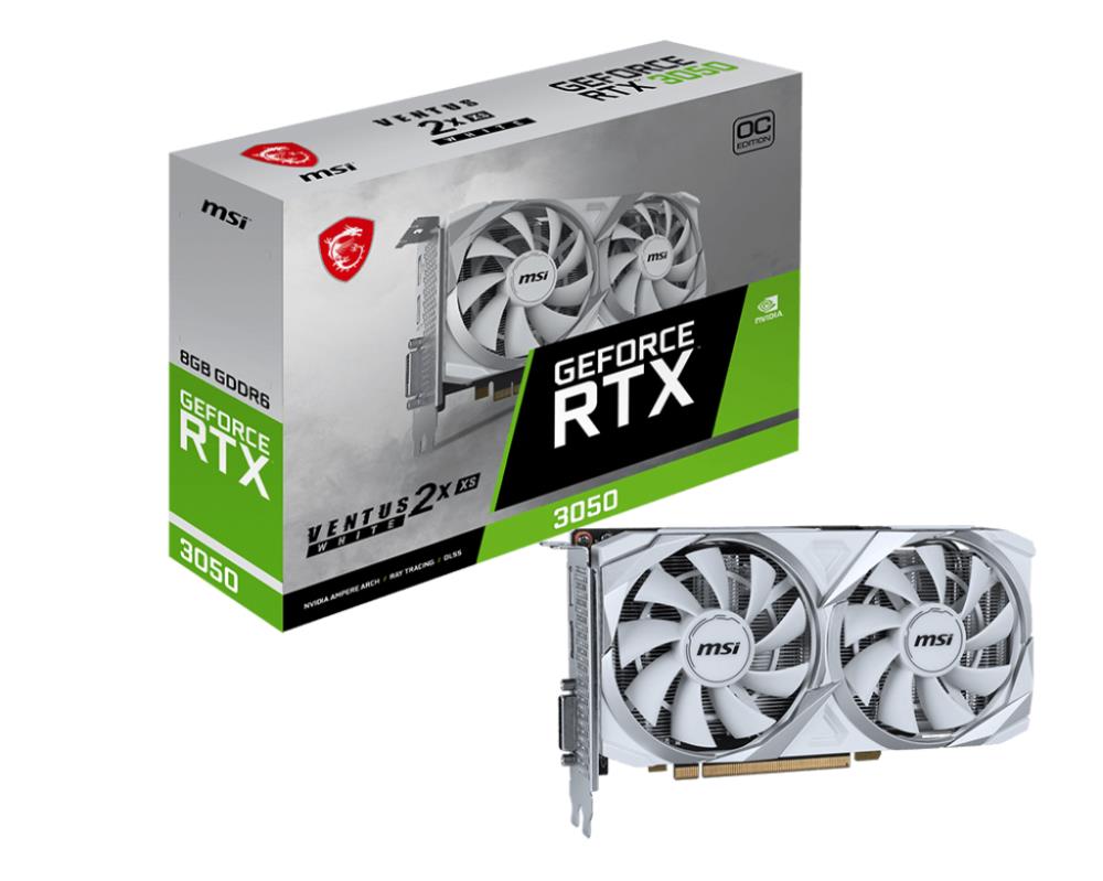 Graphics Card | MSI | NVIDIA GeForce RTX 3050 | 8 GB | GDDR6 | 128 bit | 1xDVI-D | 1xHDMI | 1xDisplayPort | 3050VEN2XXSWHI8GOC