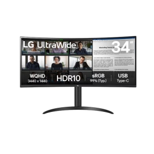 LCD Monitor | LG | 34WR55QK-B | 34" | Business/Curved/21 : 9 | Panel VA | 3440x1440 | 21:9 | 100Hz | 5 ms | Height adjustable | Tilt | Colour Black | 34WR55QK-B