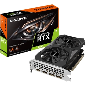 Graphics Card | GIGABYTE | NVIDIA GeForce RTX 3050 | 6 GB | GDDR6 | 96 bit | PCIE 4.0 16x | Memory 14000 MHz | GPU 1477 MHz | 2xHDMI | 2xDisplayPort | GV-N3050WF2OCV2-6GD