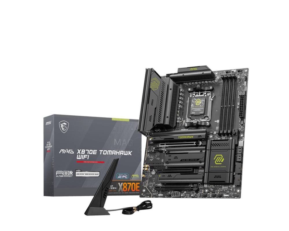 Mainboard | MSI | AMD X870E | SAM5 | ATX | Memory DDR5 | Memory slots 4 | 3xPCI-Express 16x | 4xM.2 | 1xAudio-In | 1xAudio-Out | 4xUSB 2.0 | 2xUSB 3.2 | 3xUSB-C | 1xRJ45 | MAGX870ETOMAHAWKWIFI