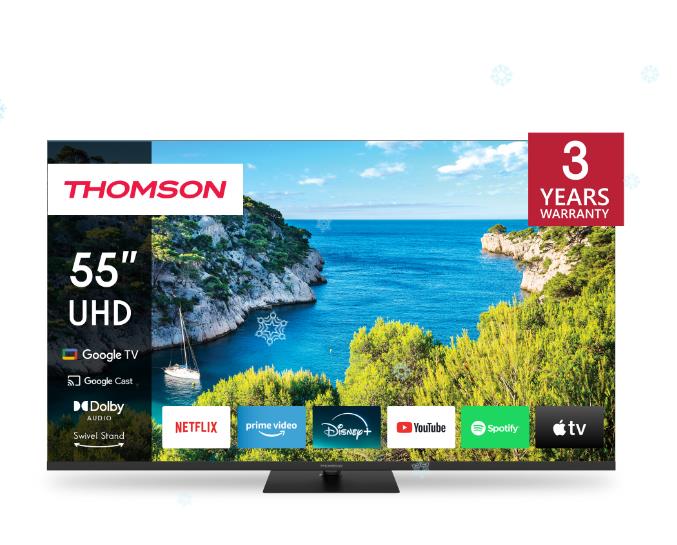 TV Set | THOMSON | 55" | 4K/Smart | 3840x2160 | Wireless LAN | Bluetooth | Google TV | Black | 55UG5C14