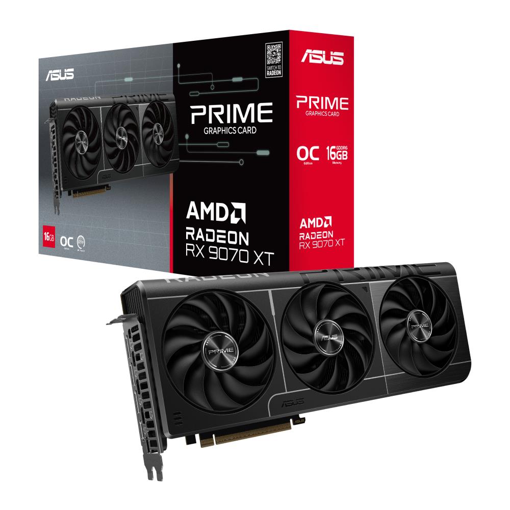 Graphics Card | ASUS | AMD Radeon RX 9070 XT | 16 GB | GDDR6 | 256 bit | PCIE 5.0 16x | Triple slot Fansink | 1xHDMI | 3xDisplayPort | PRIME-RX9070XT-O16G
