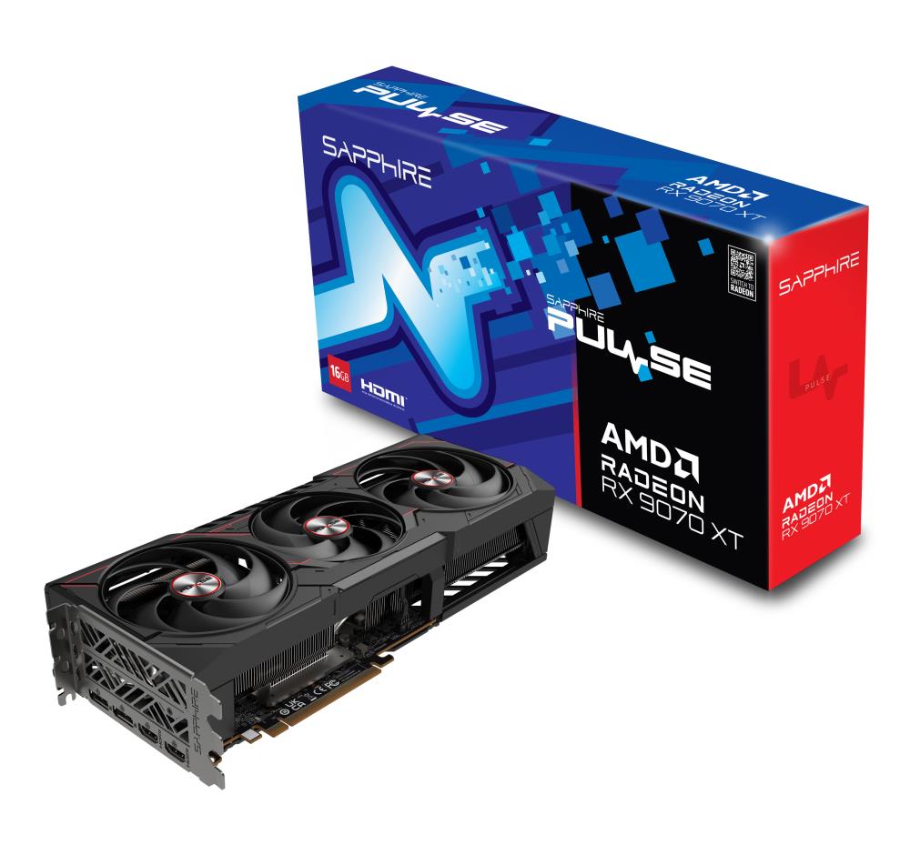 Graphics Card | SAPPHIRE | AMD Radeon RX 9070 XT | 16 GB | GDDR6 | 256 bit | PCIE 5.0 16x | Triple slot Fansink | 2xHDMI | 2xDisplayPort | 11348-03-20G