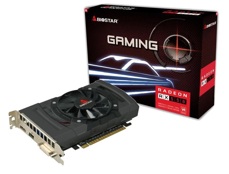 Graphics Card | BIOSTAR | AMD Radeon RX 550 | 4 GB | GDDR5 | 128 bit | PCIE 3.0 16x | GPU 1100 MHz | Single Slot Fansink | 1xDVI-D | 1xHDMI | 1xDisplayPort | VA5505RF41