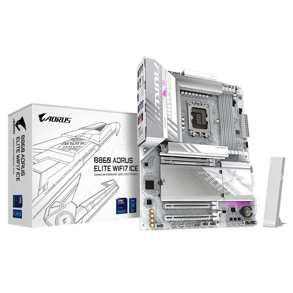 Mainboard | GIGABYTE | Intel B860 Express | LGA1851 | ATX | Memory DDR5 | Memory slots 4 | 3xPCI-Express 16x | 2xM.2 | 1xHDMI | 1xDisplayPort | 1xAudio-In | 1xAudio-Out | 4xUSB 2.0 | 6xUSB 3.2 | 1xUSB-C | 1xOptical S/PDIF | 1xRJ45 | B860AELITEWF7ICE1.0