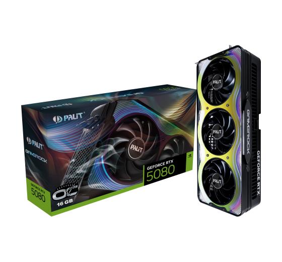 Graphics Card | PALIT | NVIDIA GeForce RTX 5080 | 16 GB | GDDR7 | 256 bit | PCIE 5.0 16x | GPU 2295 MHz | Triple slot Fansink | 1xHDMI | 3xDisplayPort | NE75080T19T2-GB2030G