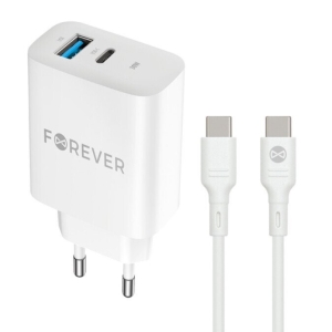 Forever TC-07 Charger PD / QC / USB-C / USB / 30W + USB-C Cable 60W