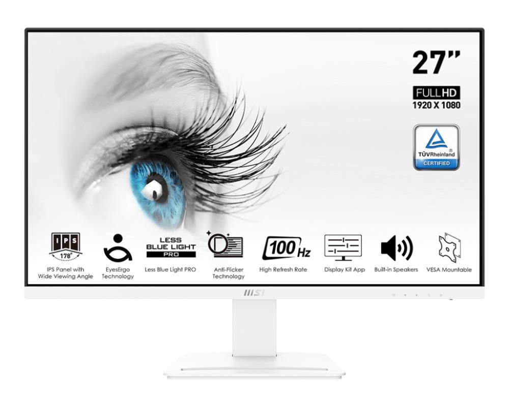 LCD Monitor | MSI | PRO MP273AW | 27" | Business | Panel IPS | 1920x1080 | 16:9 | 100Hz | Matte | 4 ms | Speakers | Tilt | Colour White | PROMP273AW