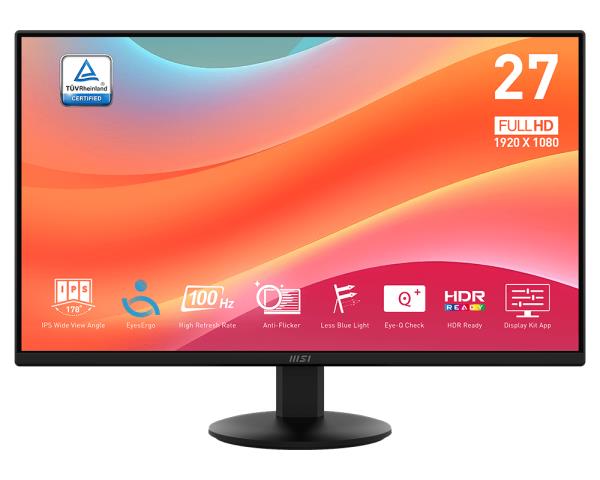 LCD Monitor | MSI | PRO MP272L | 27" | Business | Matte | Panel IPS | 1920x1080 | 16:9 | 100Hz | 1 ms | Tilt | Colour Black | PROMP272L