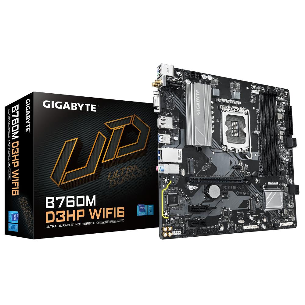 Mainboard | GIGABYTE | Intel B760 Express | LGA1700 | Micro-ATX | Memory DDR5 | Memory slots 4 | 2xPCI-Express 3.0 1x | 1xPCI-Express 4.0 16x | 2xM.2 | 1x15pin D-sub | 1xHDMI | 1xDisplayPort | 2xUSB 2.0 | 3xUSB 3.2 | 1xUSB-C | 1xPS/2 | 1xRJ45 | 3xAudio po