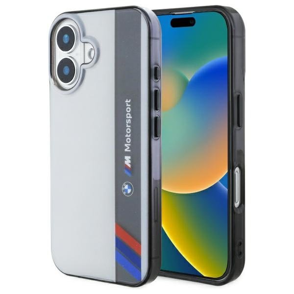 BMW Motorsport IML Vertical Stripe Защитный Чехол для Apple iPhone 16 Plus