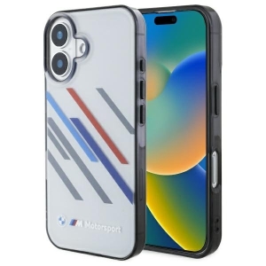 BMW Motorsport IML Random Stripes Back Case for Apple iPhone 16 Plus