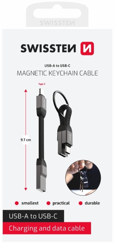 Swissten Magnetic Keychain USB-A - USB-C Кабель 9.7cm