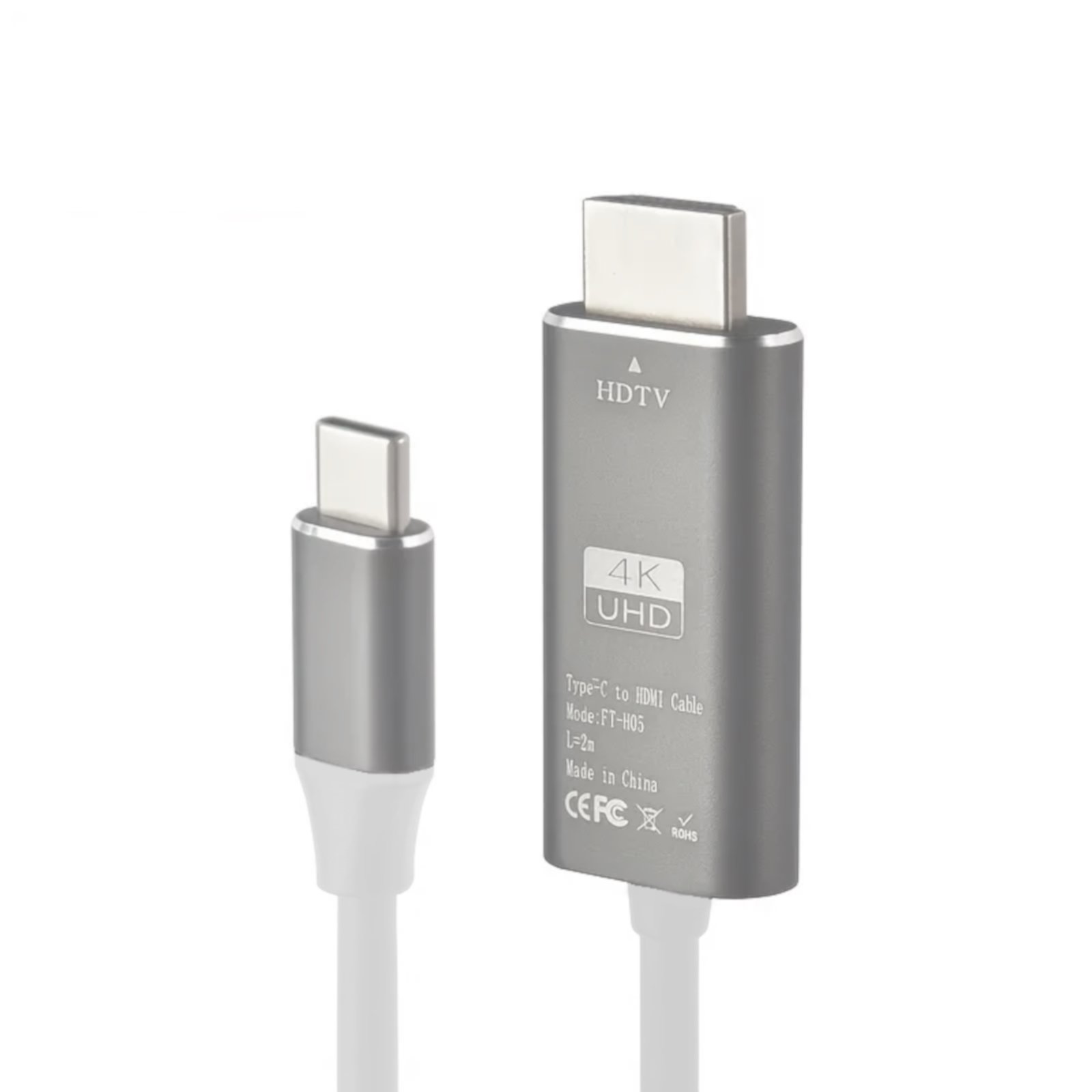 RoGer FT-H05 USB-C на HDMI UltraHD 4K@30Hz Кабель 2m / белый