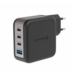 Swissten Travel Charger GaN 3x USB-C PD 100W / USB-A 18W QC