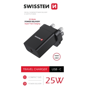 Swissten Travel Charger PD USB-C for UK socket 25W