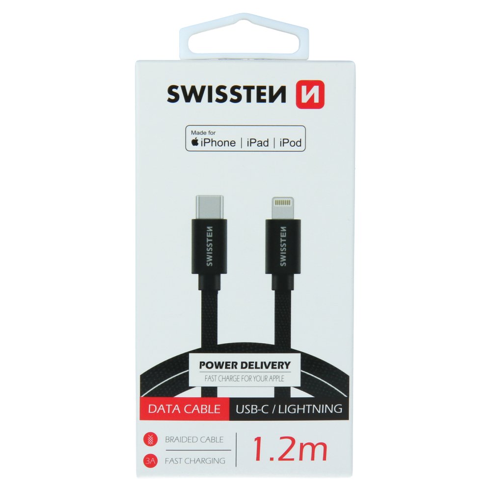 Swissten Textile USB-C - Lightning MFi кабель для передачи данных и зарядки 1.2m