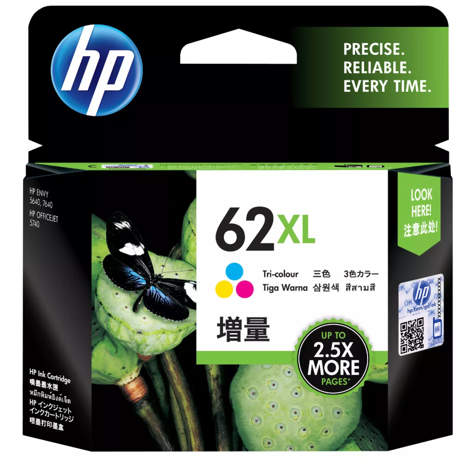 HP 62XL High Yield Tri-color Original Чернильныe картриджи