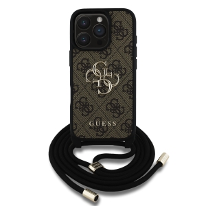 Guess PU 4G Metal Logo Crossbody Strap Case Чехол для Apple iPhone 16 Pro Max