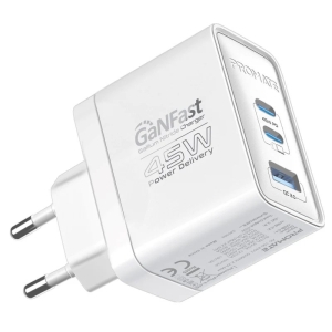 Promate PowerPort-45 GaNFast™ Зарядное устройство 45W / QC3.0 / PD45W