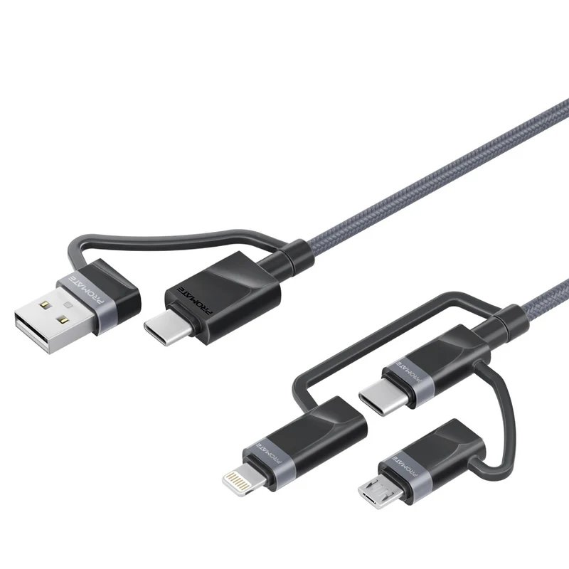 Promate PentaPower Универсальный кабель 6-в-1 USB-C(A) / micro / Lightning / 1,2m