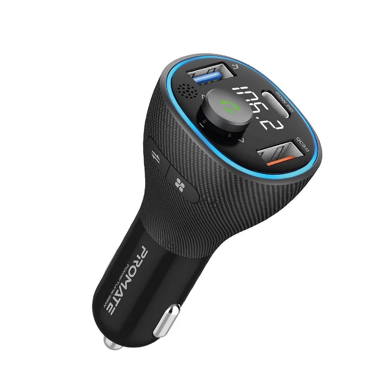 Promate PowerTune-38W Bluetooth 5.1 FM Transmitter QC3.0 / PD20W / QC3.0 / Hands-free