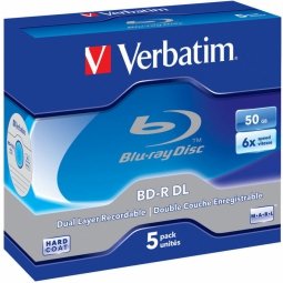 Verbatim Blanks BD-R 50 GB 6x Dual Layer White Blue Surface 5 Pack Jewel