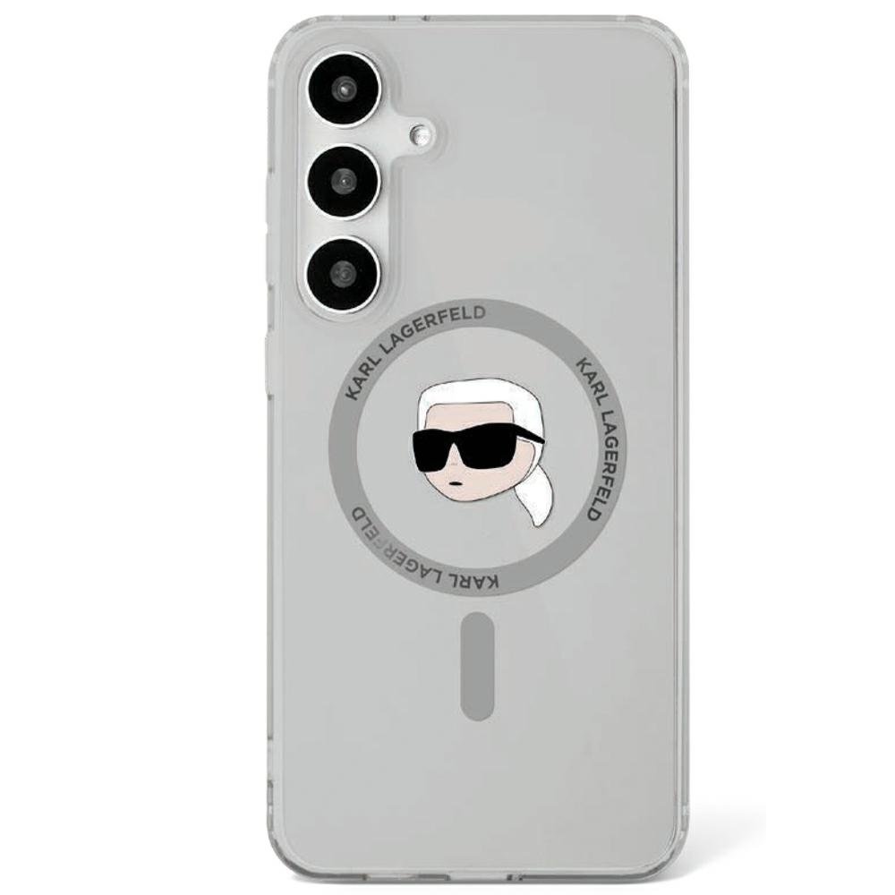 Karl Lagerfeld Button Karl Head Printed Logo MagSafe Aizsargapvalks Priekš Samsung Galaxy S25