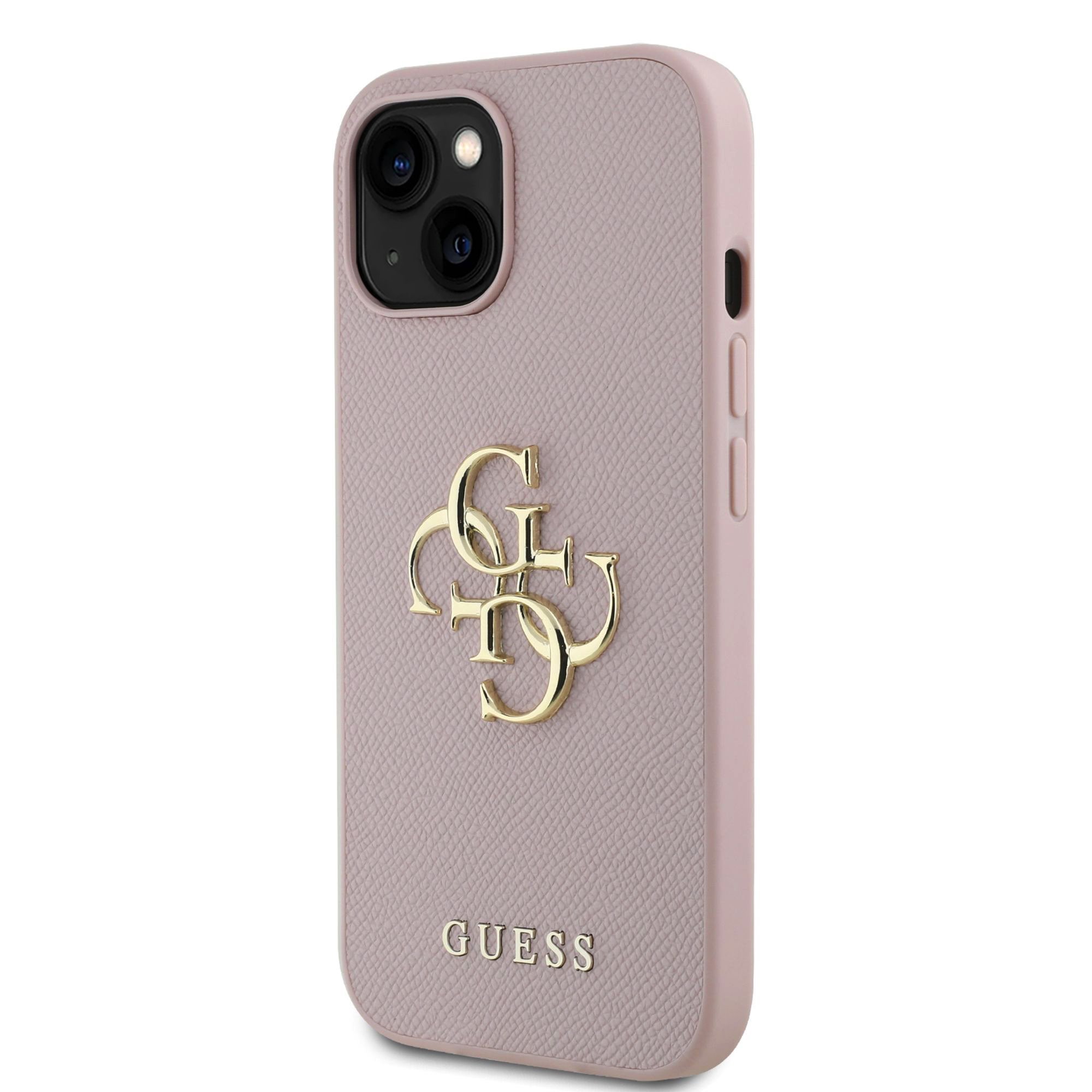 Guess PU Grained 4G Metal Logo Case for Apple iPhone 15