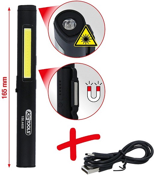 TASKULAMP "PLIIATS" TÜÜPI LAETAV 350LM. UV JA LASEROSUTIGA KS TOOLS