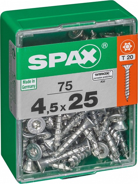 PUIDUKRUVI 4.5X25 WIROX KATE. T20. 4CUT LÕIKEOTS (75TK) MADE IN GERMANY SPAX