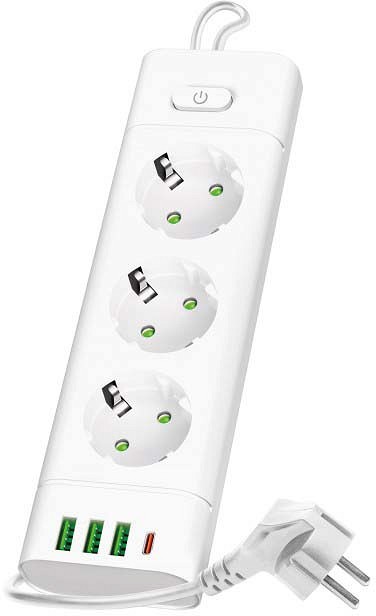 PIKENDUSJUHE 3-PESA+3XUSB+USB-C 3 M VALGE KOBI