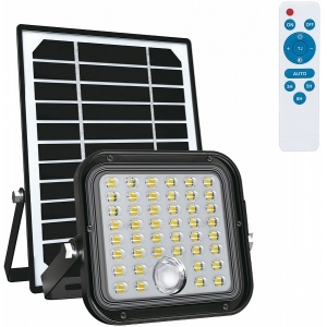 LED SOLAR PROZEKTOR+ANDUR+PULT 10W 1500LM 144X153MM NEUTRAALVALGE. MUST IP65 A++ KOBI