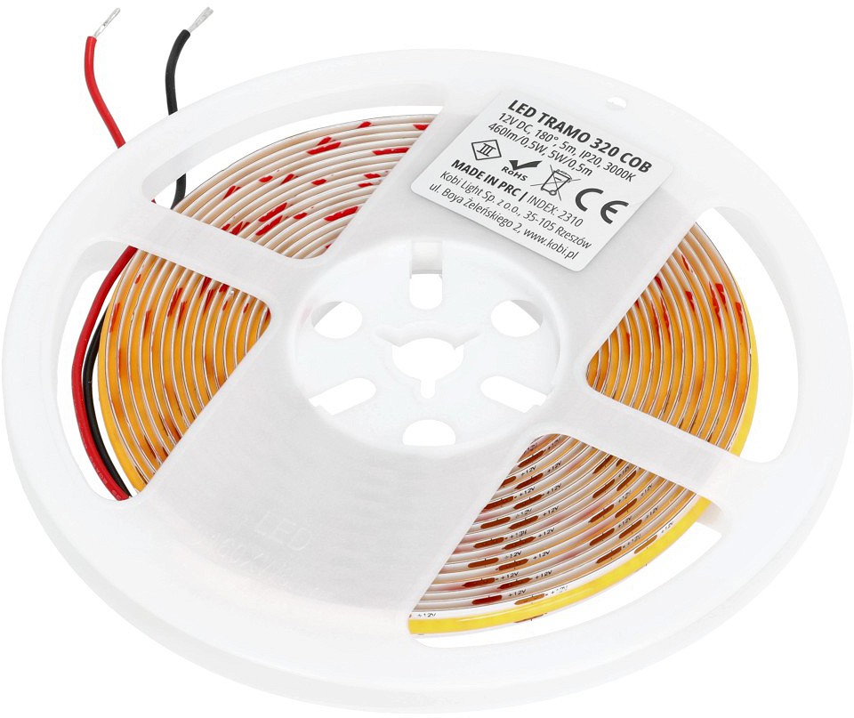 12V LED RIBA TRAMO PREMIUM 320COB SOE VALGE 3000K IP20 5M KOBI