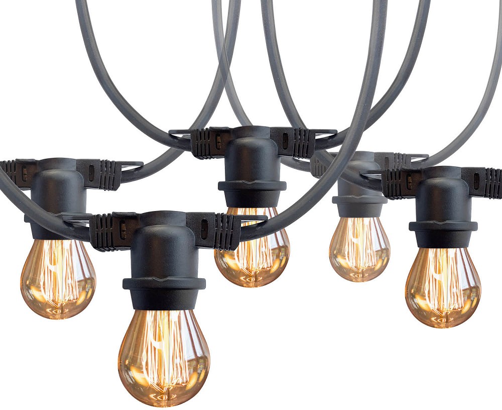 230V AIA / PEOVALGUSTI "MIMOSA 2" 10M JÄTKATAV MUST 10XE27 MAX 2300W IP44 A++ KOBI