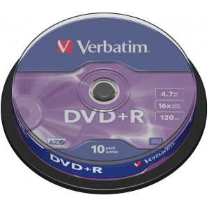 Verbatim DVD+R Matt Silver 4,7GB 16x 10tk tornis
