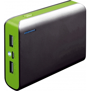 Platinet  внешний аккумулятор  6000mAh + фонарик, черный/зеленый (43179)