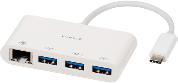 Vivanco адаптер USB-C - LAN + hub 3-port (45388)